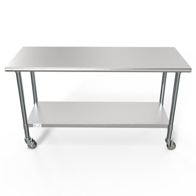 60'' W Stainless Steel Top Height-Adjustable Workbench with Wheels