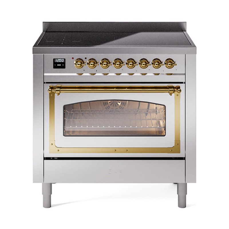 ILVE Nostalgie II Noblesse 36 po à induction, Acier inoxydable / laiton