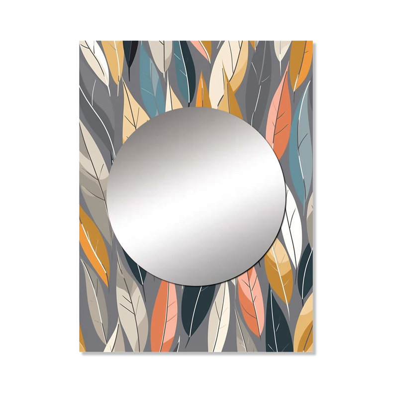 Lennards Retro AbstractLeaves III - miroir mural décoratif géométrique, miroir moderne, impression d'art en métal