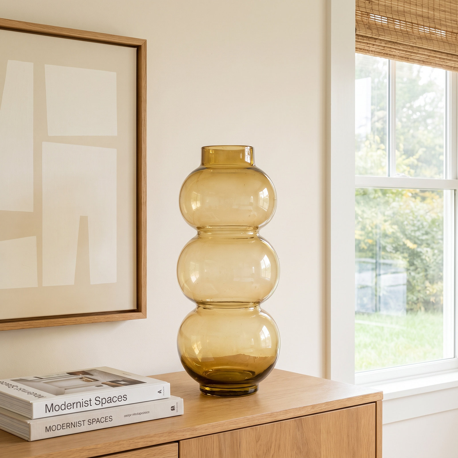 Low Neck Recycled Glass Table Vase, Brown