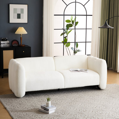 83 pouces blanc 3 places Boucle Wave Design pour la vie, la chambre à coucher, les espaces de bureau, surface douce, cadre