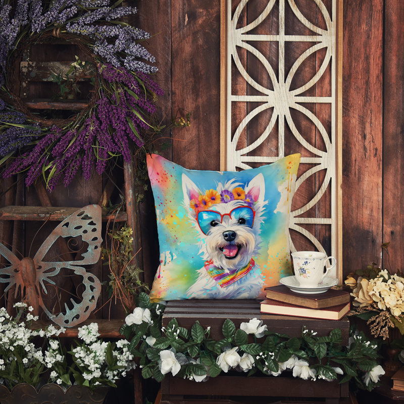 Coussin Westie Hippie Dawg, 18 po x 18 po