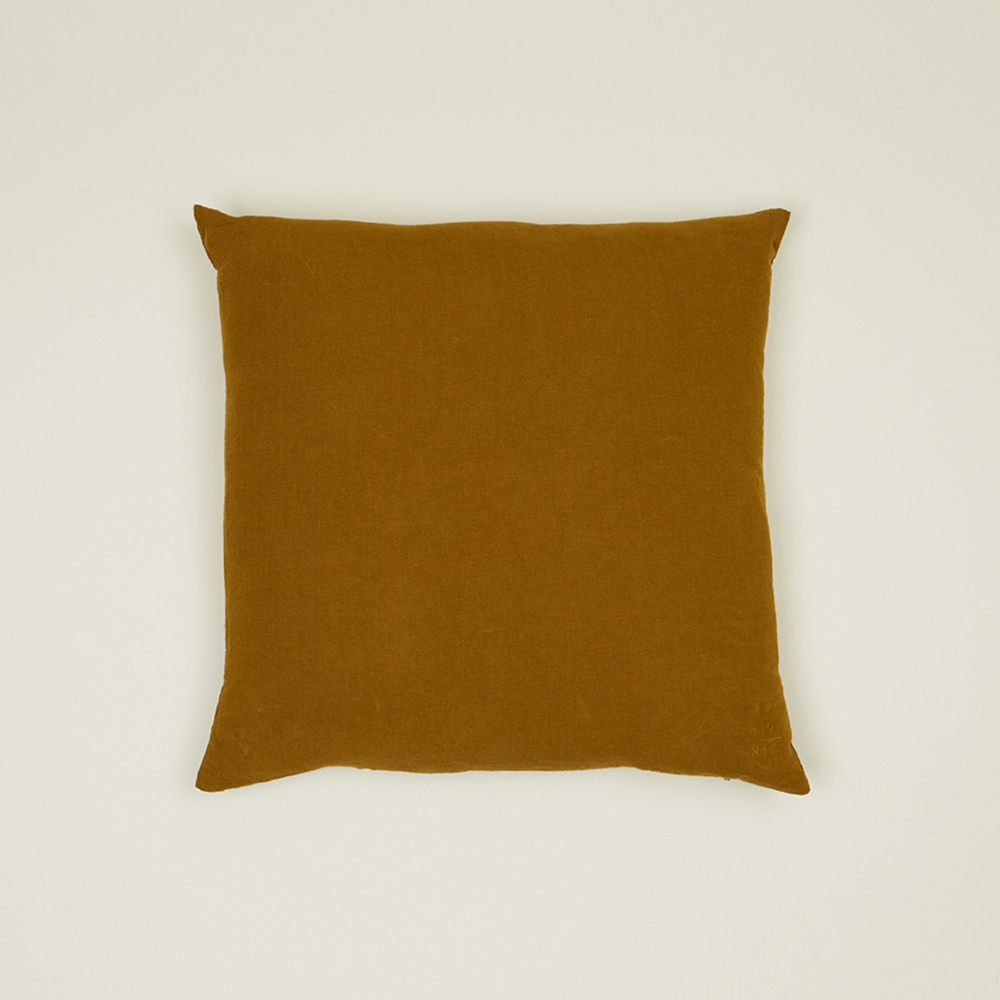 Simple Embroidered Linen Throw Pillow, Bronze, Square 22"