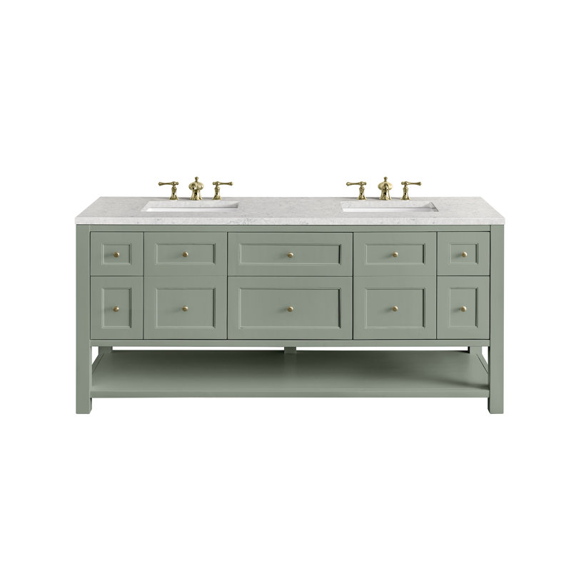 Breckenridge 72'' W Double Vanity, 8" Widespread, Smokey Celadon, Eternal Jasmine Pearl