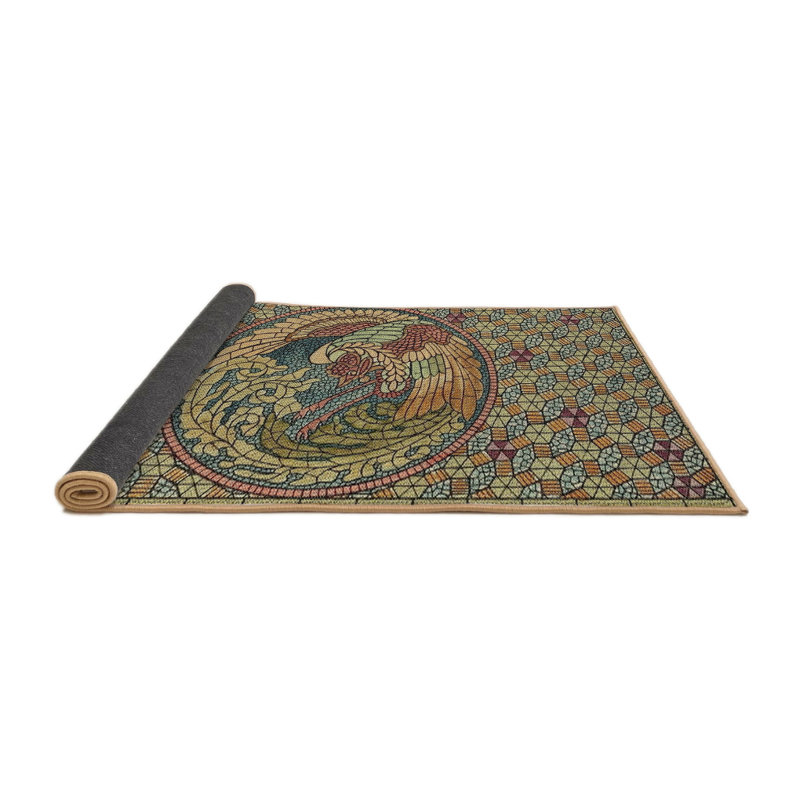 Tapis vert/brun à motif sea, Rond 6 pi
