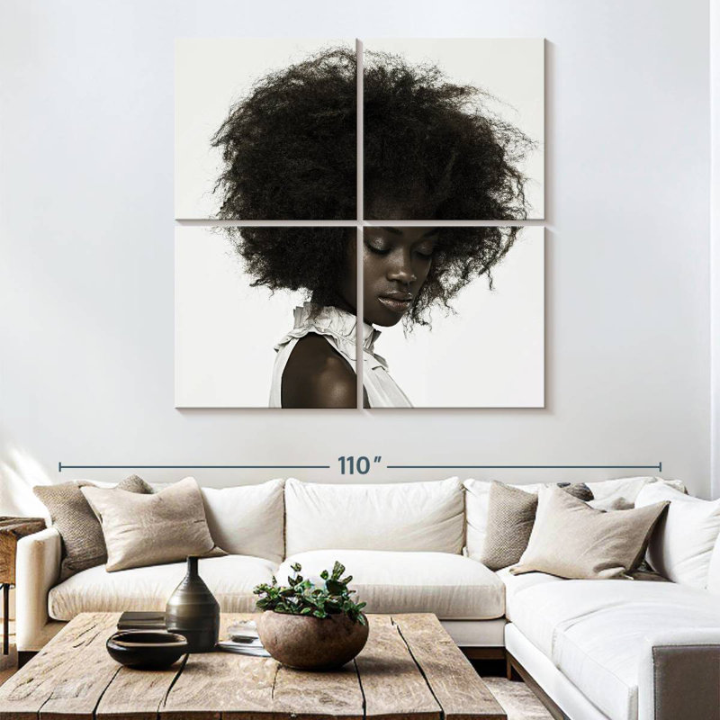 Leisha, femme aux cheveux bouclés, H 74 po x l 74 po