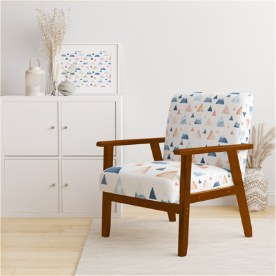Kids Geometric Upholstered Chair - Mini Mountains Blue Arm Chair