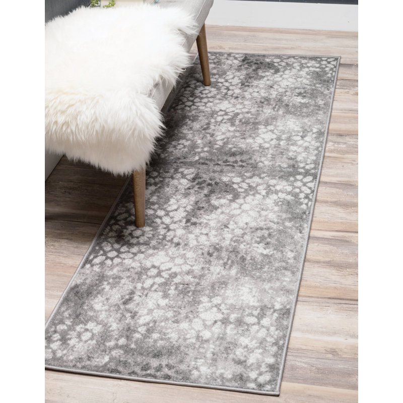 Brandt Floral Area Rug, Runner 3'3" x 19'8", Dark Gray