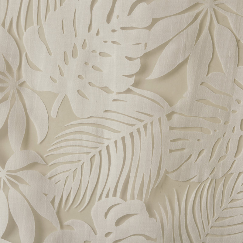 Voilage simple avec motif dévoré de feuilles de palmier Leilani, l 50 po x L 95 po, Naturel
