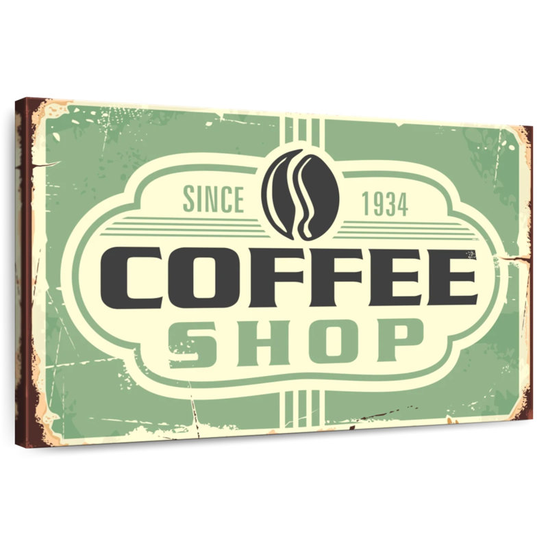 Plaque murale logo café, H 34 po x l 51 po