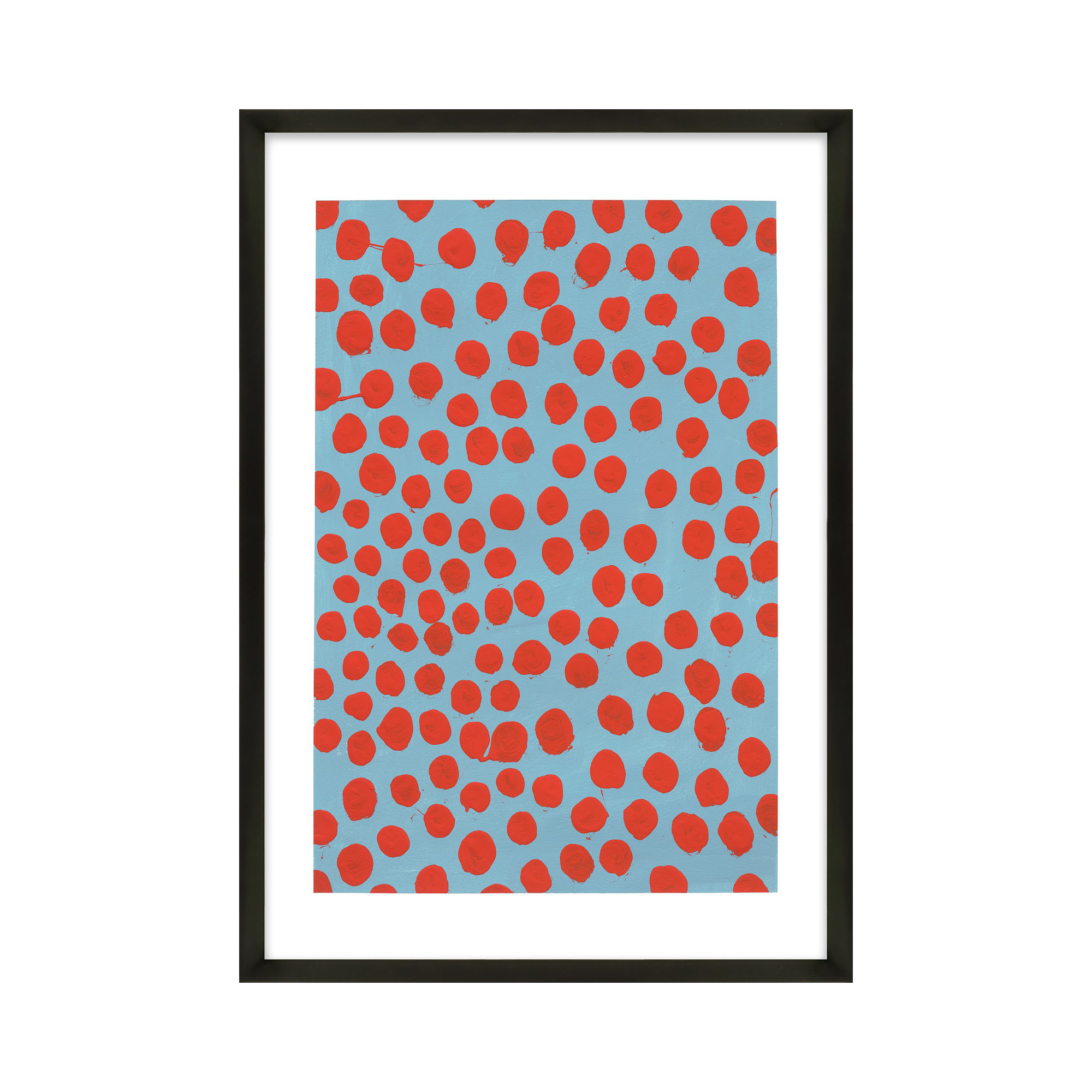 Orient Red On Blue Gray by Michela Sorrentino, Black, 38" H x 26.5" W x 1.25" D