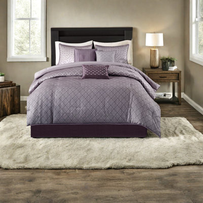 Ensembles de literie luxueux en jacquard mauve, très grand en polyester avec des accents modernes