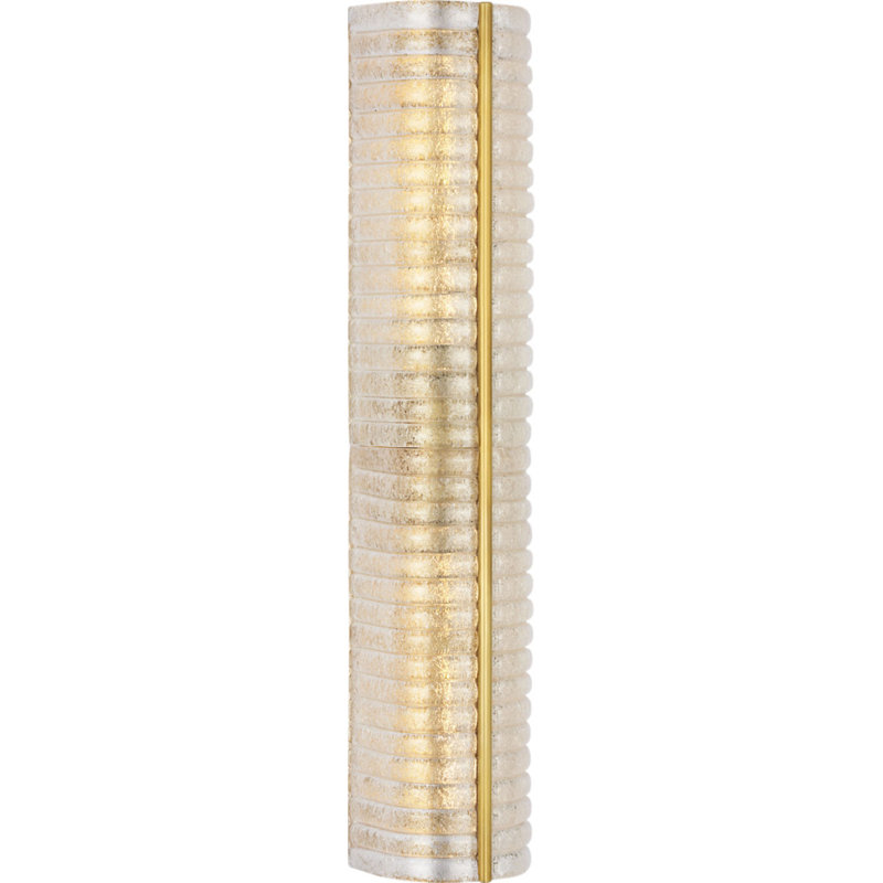 Claude Linear Sconce in Hand-Rubbed Antique Brass with Graniglia Glass, Gold, 20" H x 5.5" W x 4.75" D