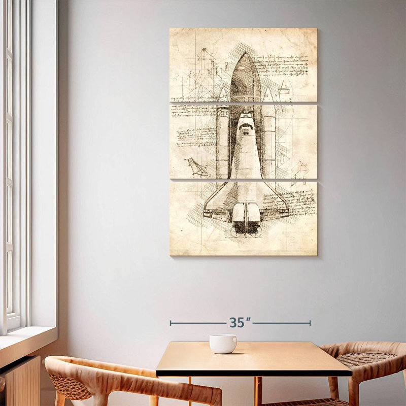 Oberle Space Shuttle Blueprint, 65" H x 42" W