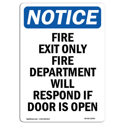 Fire Exit Only Fire Department Sign