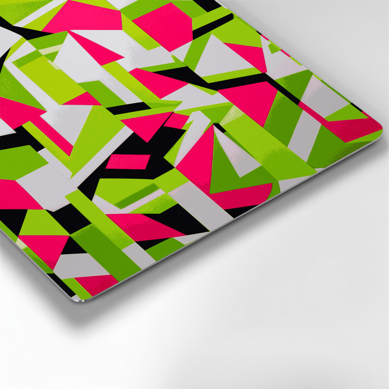 Abstrait, formes, 59, art mural en métal vert, H 11 po x l 14 po