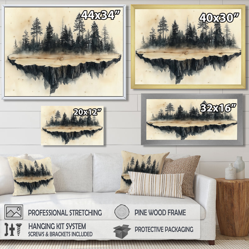 Gentree - Landscapes Canvas Art Print, H 30 po x l 40 po, Cadre photo blanc