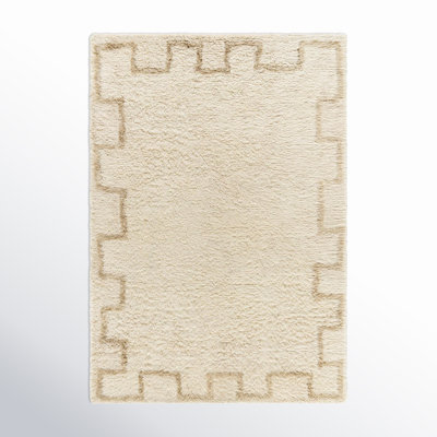 Anemone Greek Key Wool Shag Rug