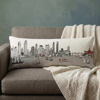 Coussin noir San Diego Nighttime Skyline