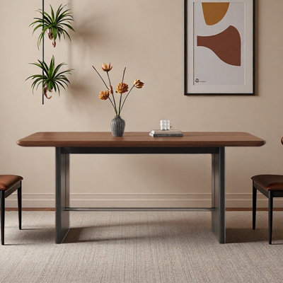 Simple dining table rectangular solid wood