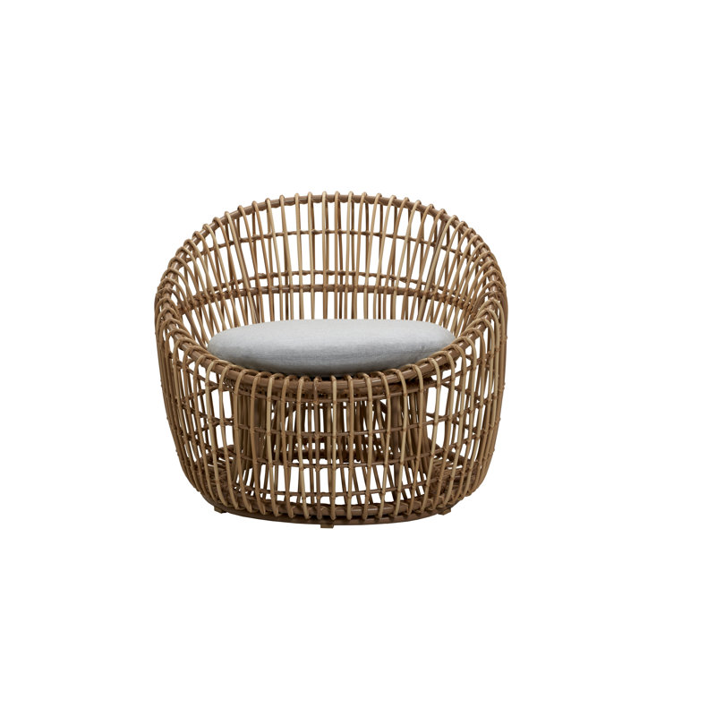 Nest Patio Chair with Cushions, Light Gray, Natural