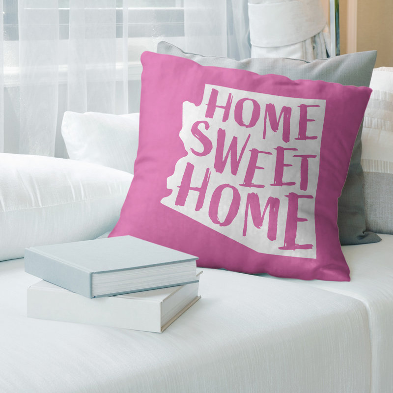 Home Sweet Alabama Throw Pillow, Arizona, Pink, Faux Suede
