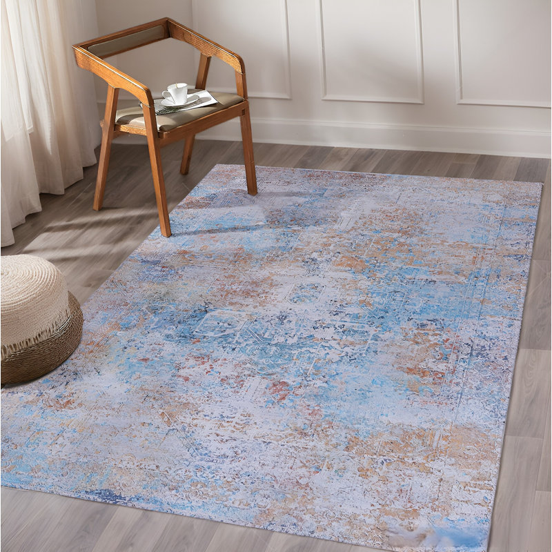 MAVAL Yellow Washable Rug Doormat Rug, Rectangle 4' x 6'