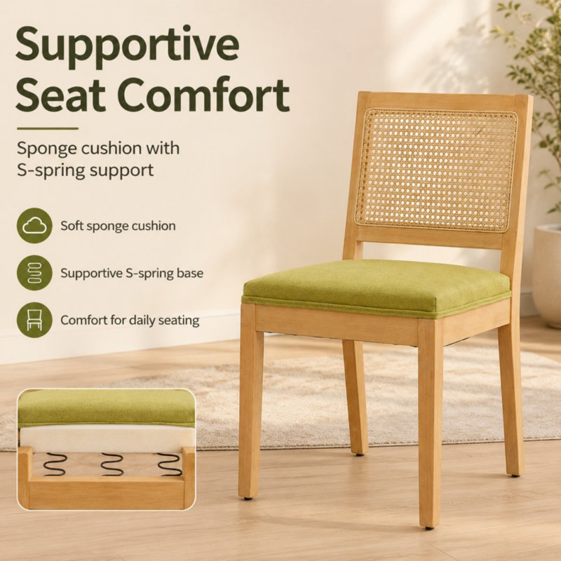 Ensemble de 2 chaises en rotin, Olive Green