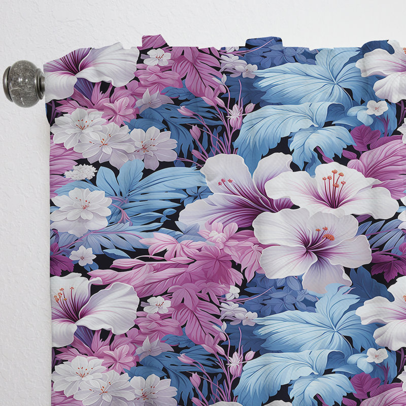 Motif tropical Tranquil Dreamscape - Rideau floral - Velours obscurcissant - 1 panneau, L 52 po x L 95 po