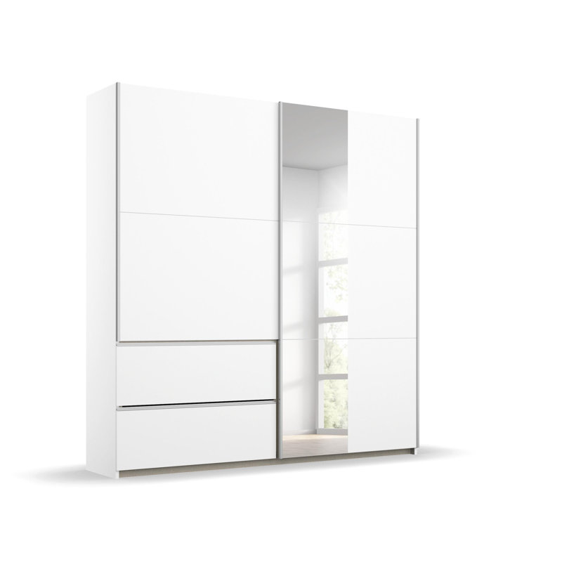 Sevilla 2 Door Manufactured Wood Wardrobe, 210cm H x 175cm W x 59cm D, White/Grey
