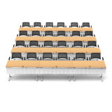 24 Person Training Meeting Seminar Tables with Modesty Panels and 24 Chairs Complete Set