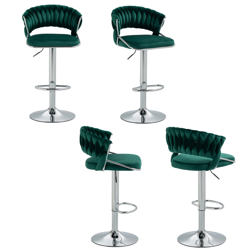 Tabouret de bar Christal, Vert foncé, Argent argent