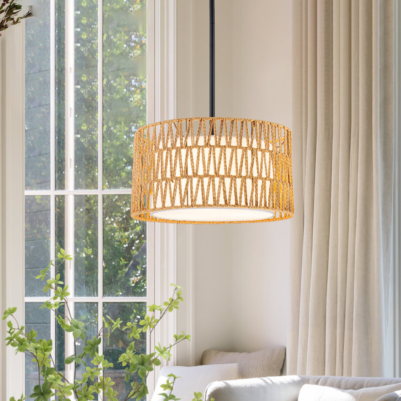 Luminaire suspendu tambour 3 lumières avec diffuseur Ratten