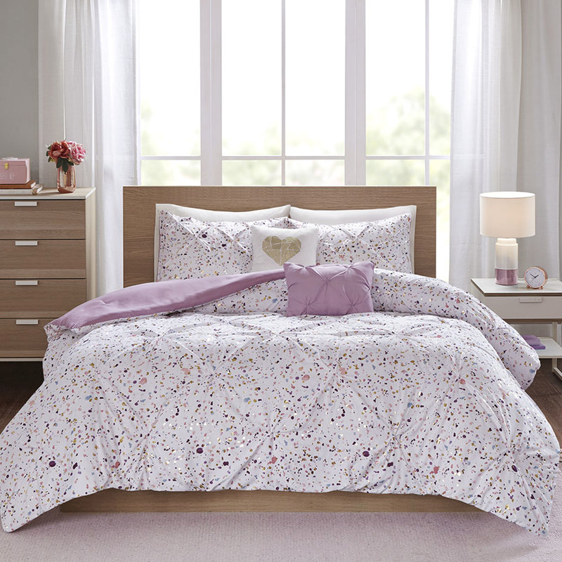 Édredon métallique imprimé prune pour lit simple / simple TG avec imprimé Dazzle et style chic