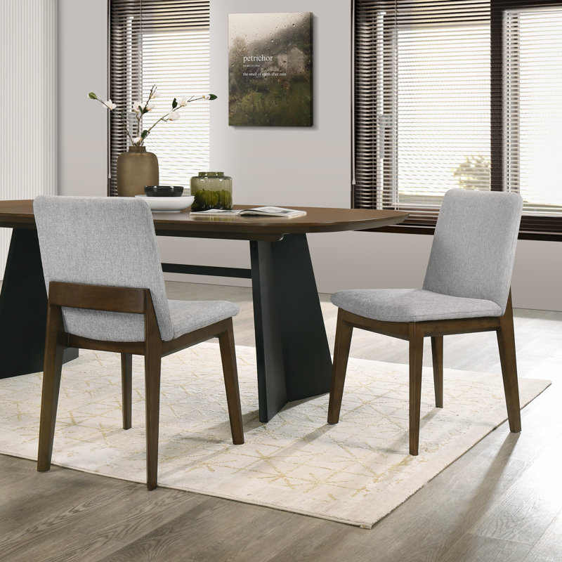 7-Piece Industrial-Modern Dining Set, Seats 6, 82.7" Oak Table, Black Metal Base & 6 Grey Tall-Back Chairs