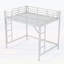Lit mezzanine double en métal avec échelle facile à monter, garde-corps et conception peu encombrante, blanc-133491246-133491248