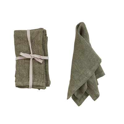 Square Stonewashed Linen Dinner Napkins For Kitchen Use