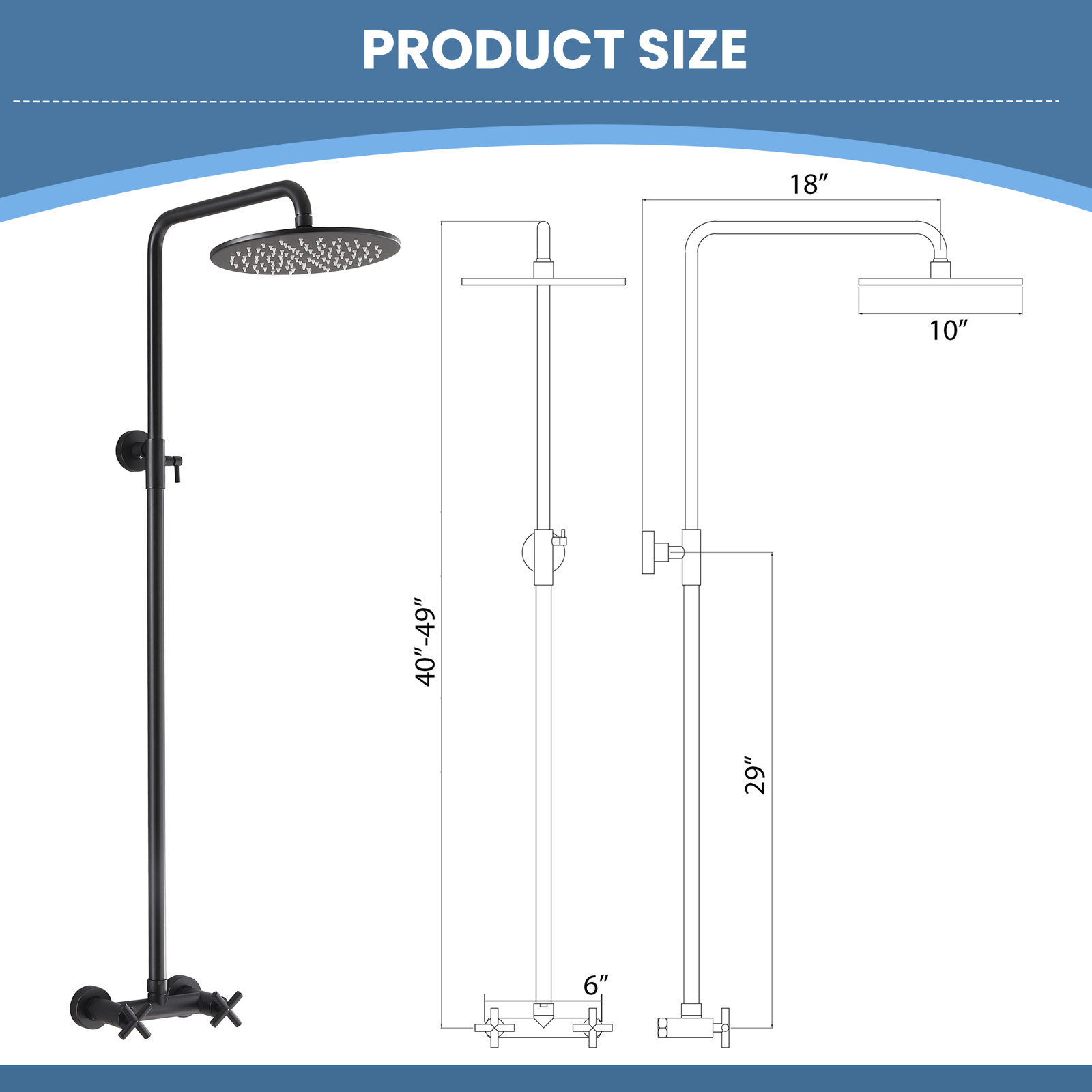 Wall Mount Outdoor Shower, Matte Black