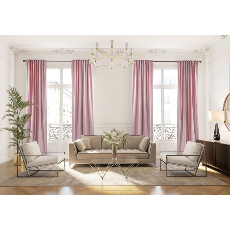 Rideau simple extra long et extra large en velours mat luxueux, 75 - rose, L 52 po x L 72 po