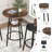 3-Piece Bar Table Set for 2, 2-Tier Round Bistro Dining Table & PU Stools, Counter Height Table-81655759-81655758