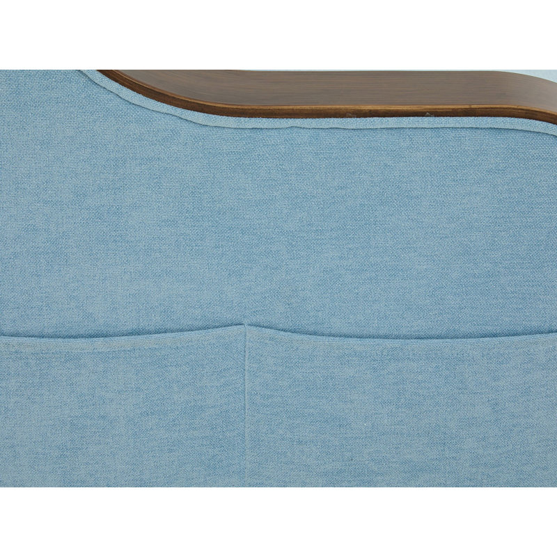 Chaise longue rembourrée avec poches latérales, Bleu clair