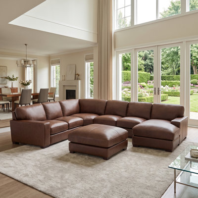 Antanisha Leather U-Shaped Sectional