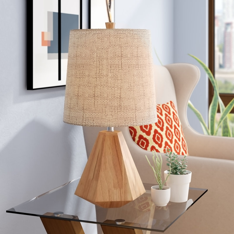 Lotonya Solid Wood Table Lamp, Natural Wood