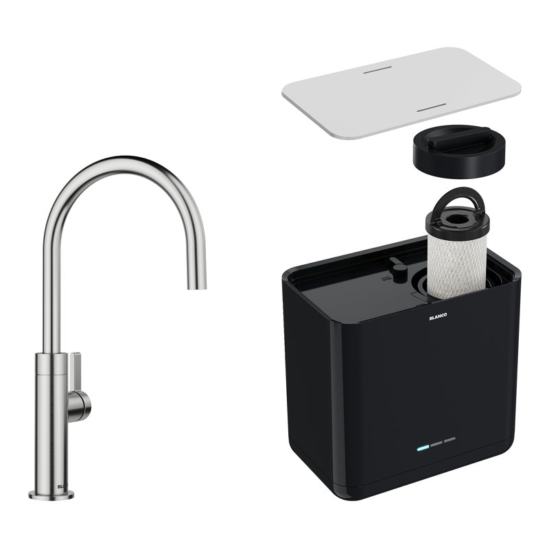 Système de filtration d'eau sous-évier BLANCO AQUA + Robinet Culina II BEVERAGE en acier PVD, Acier Inoxydable