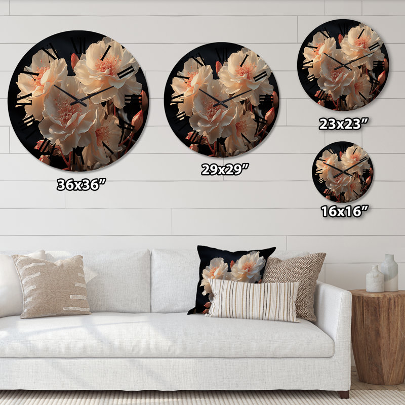 Horloge murale surdimensionnée en bois Carnations Field II, Grand