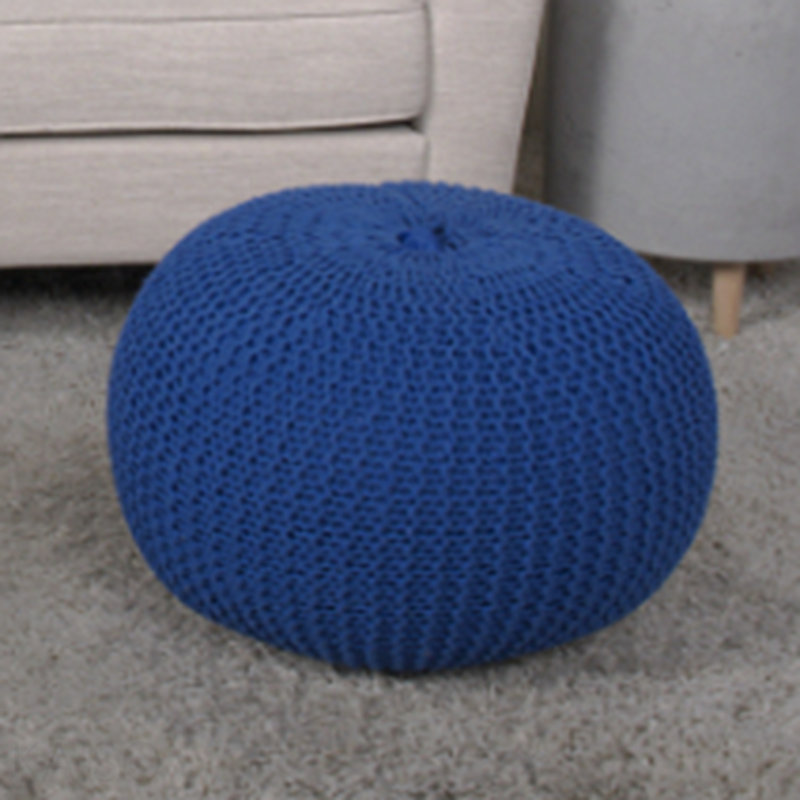 Repose-pieds pouf tricoté en coton - bleu marine, Marine
