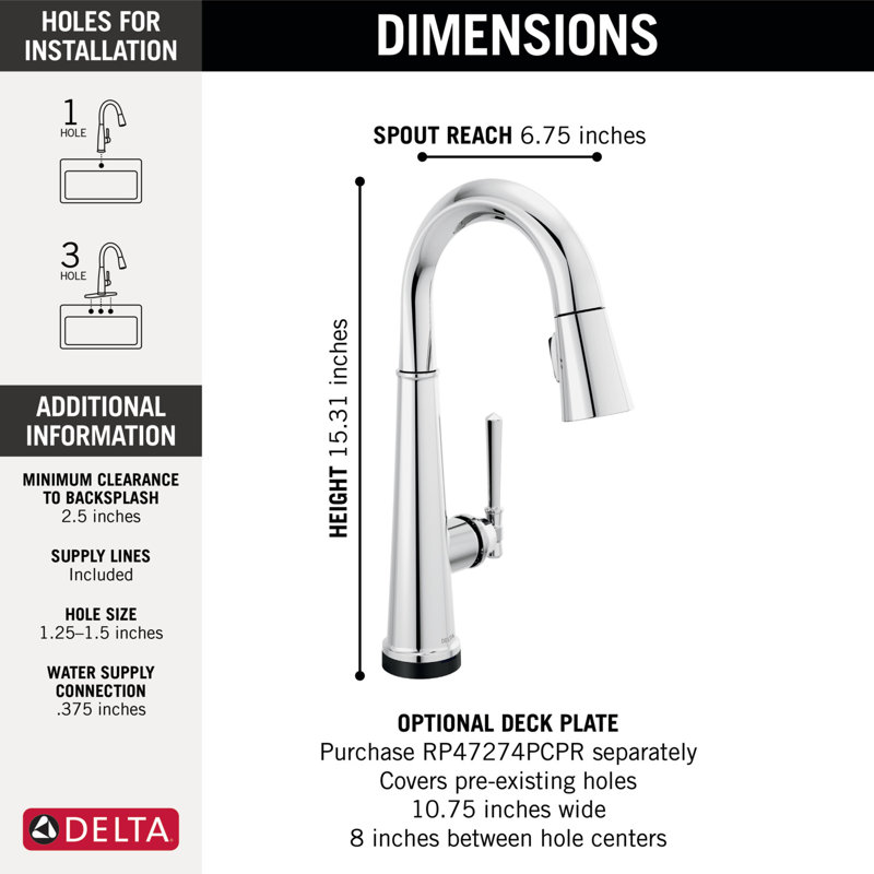 Emmeline Pull Down Touch Single Handle Kitchen Faucet With Accessories, Lumicoat Chrome