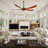 62" Large Solid Wood Ceiling Fan Without Light with Remote, Quiet Reversible DC Motor