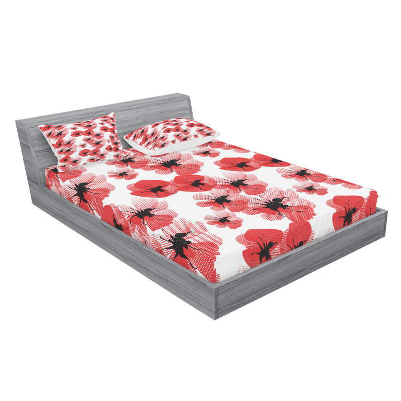 Microfiber Floral Sheet Set, Full Sheet Set with Fitted Sheet