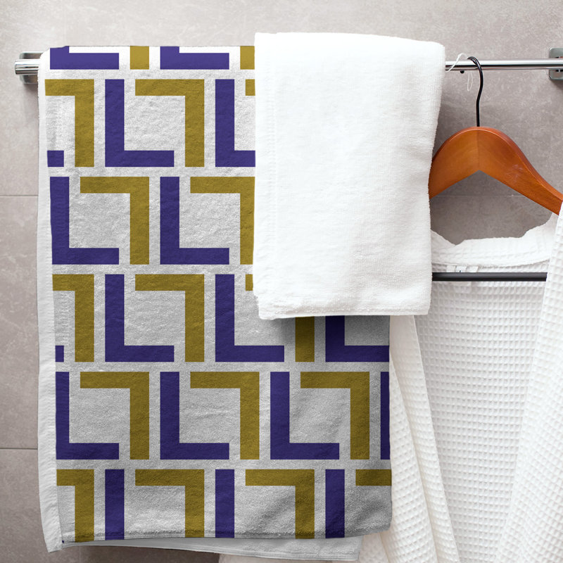Bath Towel, White/Purple/Metallic Gold